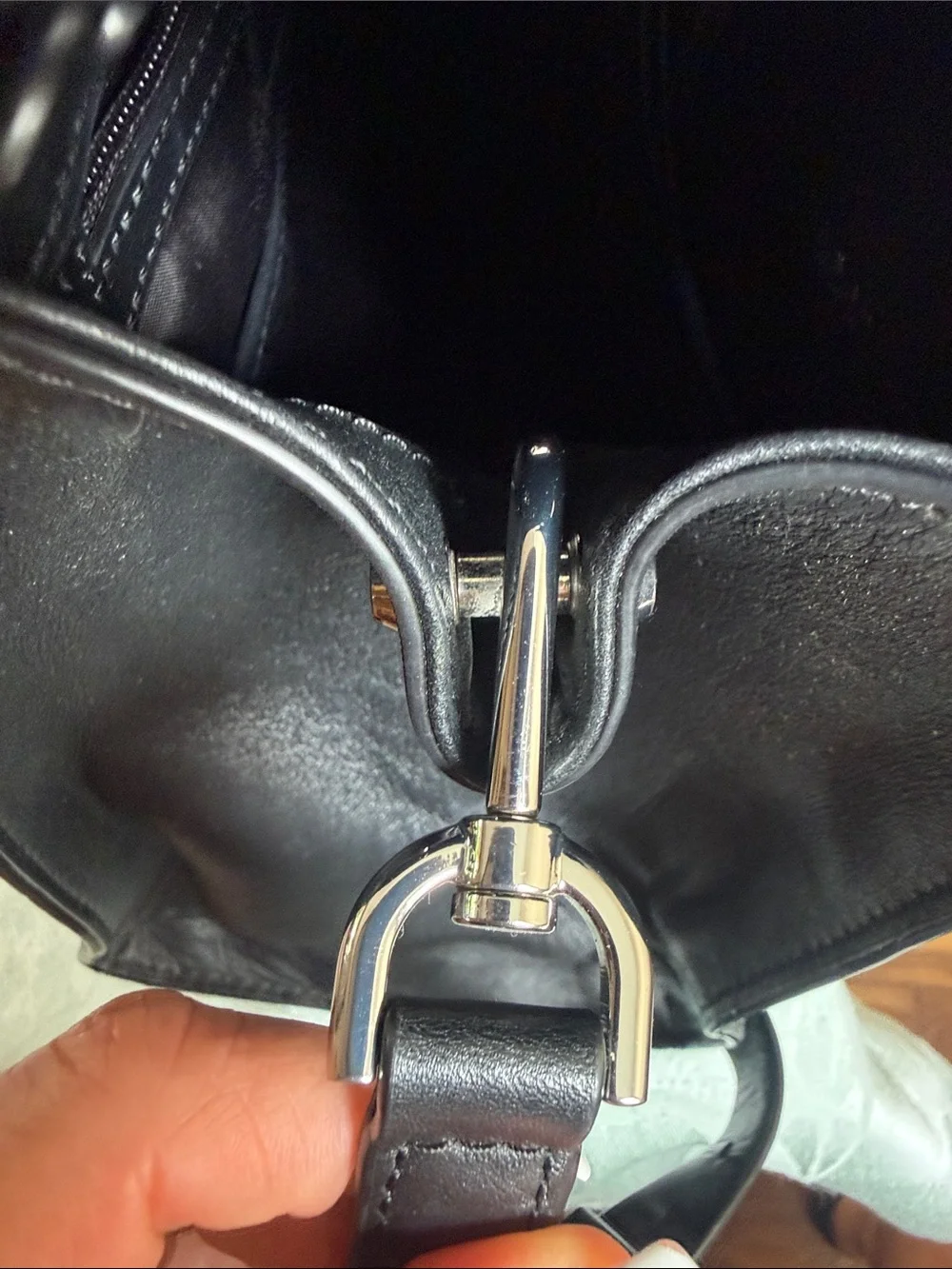 Michael Kors Black Leather Satchel with Silver-Tone Lock